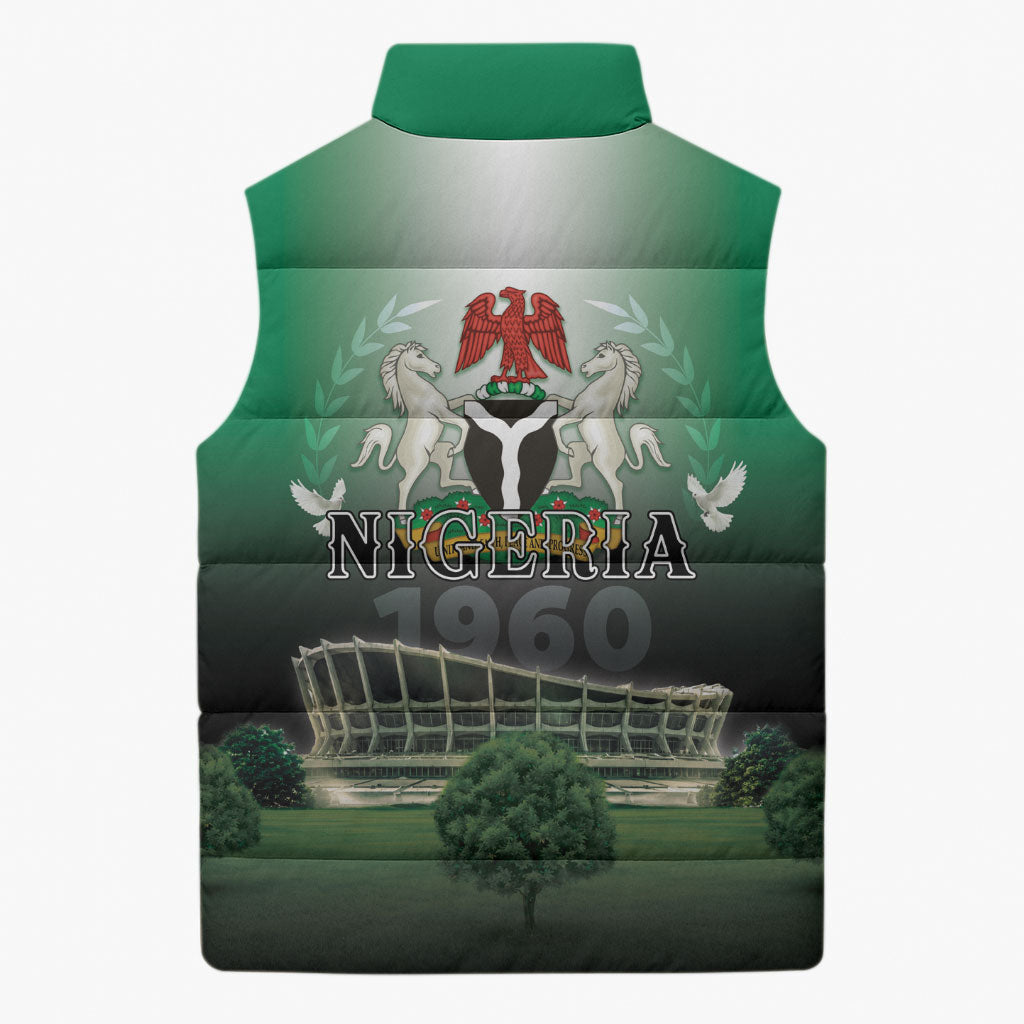 Nigeria Independence Day Sleeveless Puffer Jacket Proud To Be Nigerian