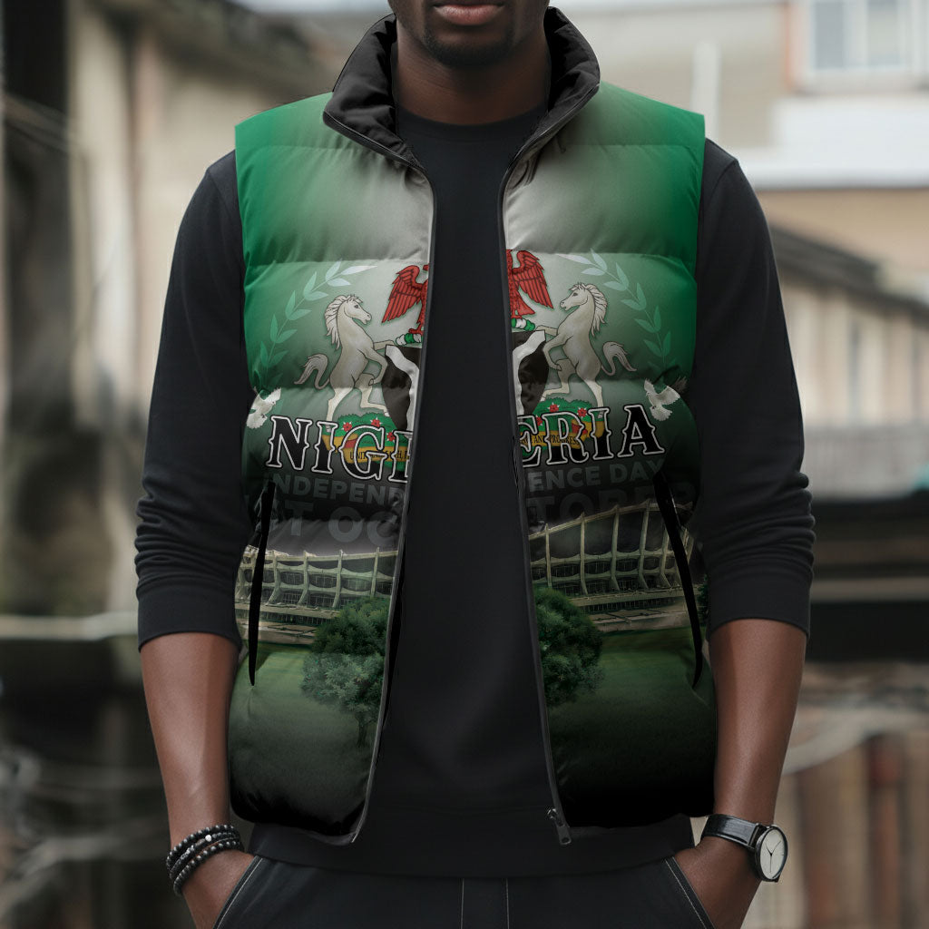 Nigeria Independence Day Sleeveless Puffer Jacket Proud To Be Nigerian
