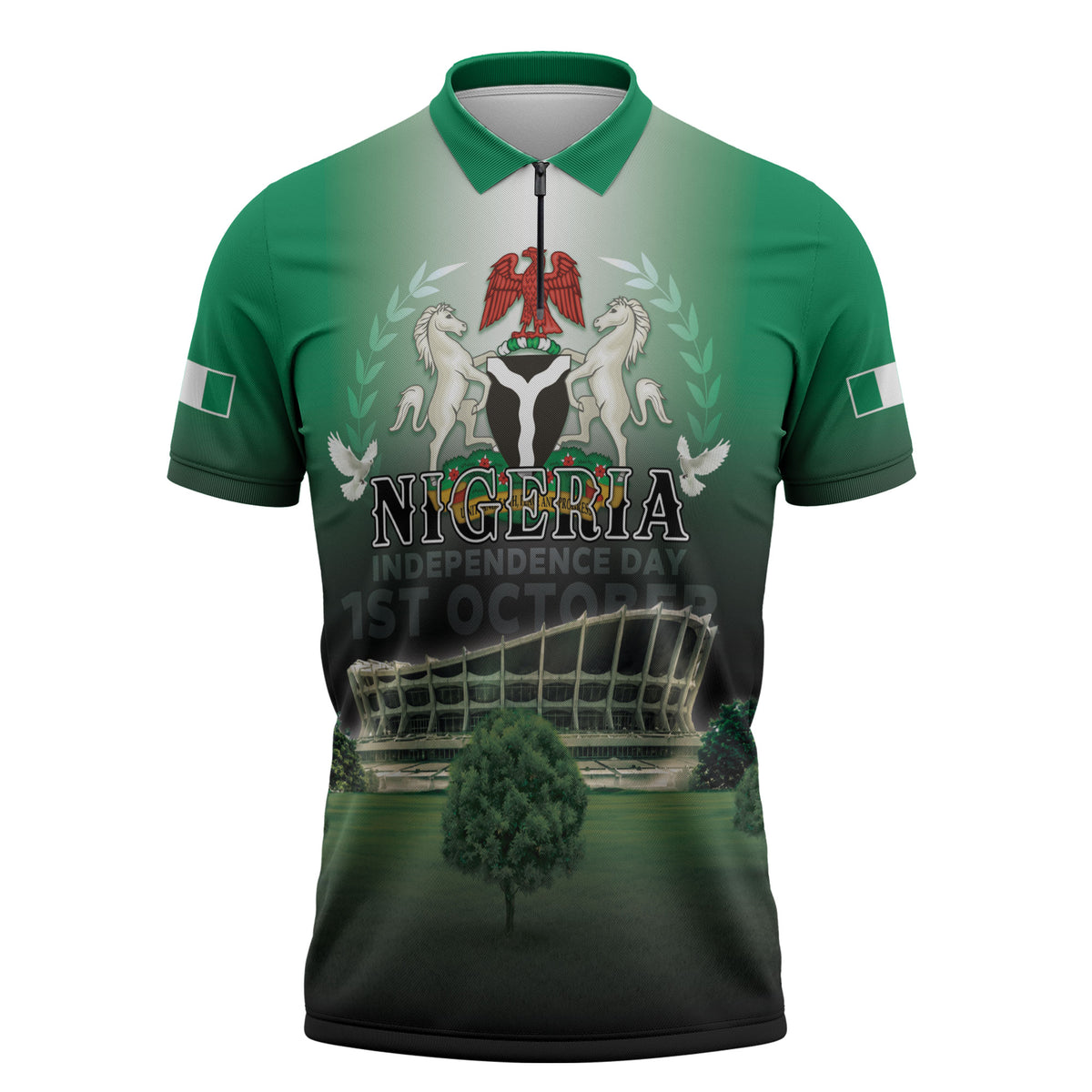 Nigeria Independence Day Zipper Polo Shirt Proud To Be Nigerian