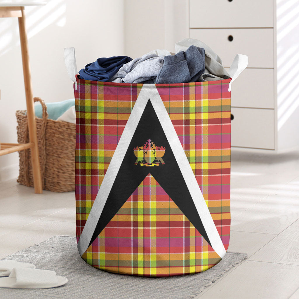 Saint Lucia Creole Day Laundry Basket Madras Pattern Flag Style