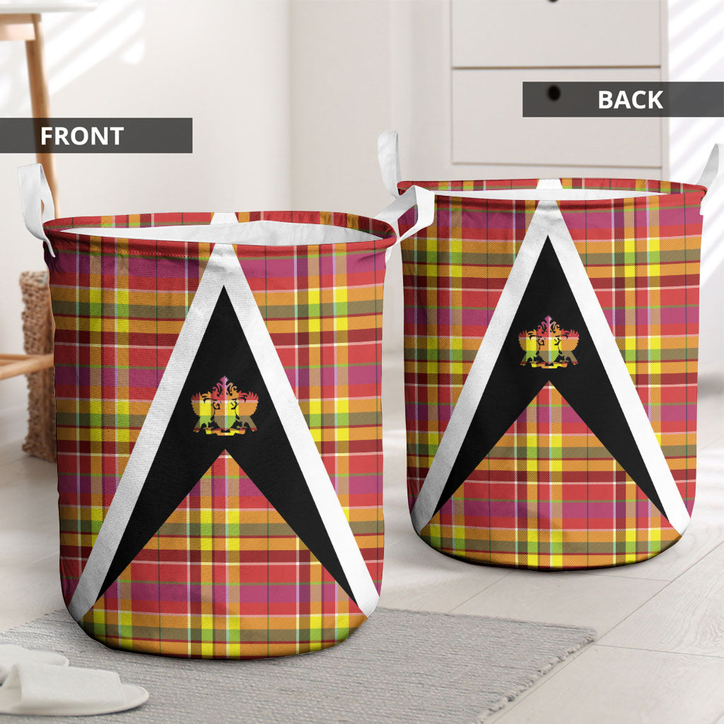 Saint Lucia Creole Day Laundry Basket Madras Pattern Flag Style
