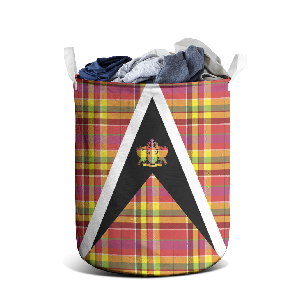 Saint Lucia Creole Day Laundry Basket Madras Pattern Flag Style