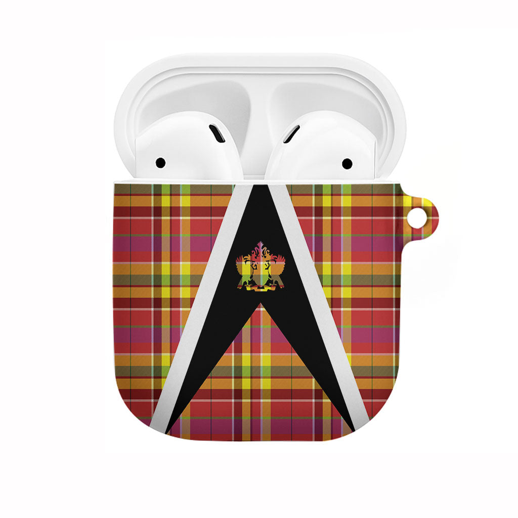 Saint Lucia Creole Day AirPods Case Madras Pattern Flag Style