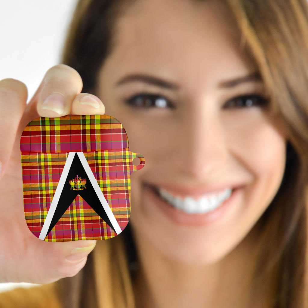 Saint Lucia Creole Day AirPods Case Madras Pattern Flag Style
