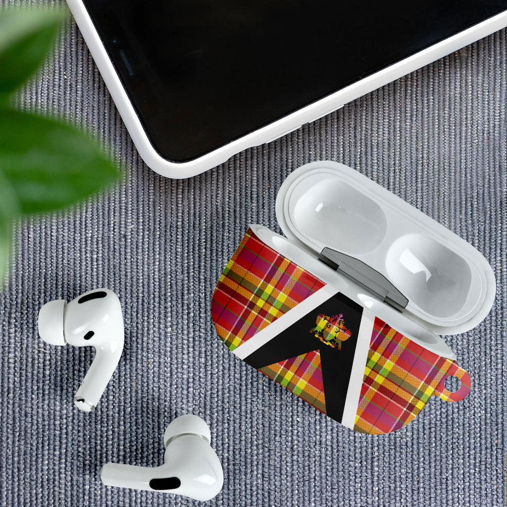 Saint Lucia Creole Day AirPods Case Madras Pattern Flag Style
