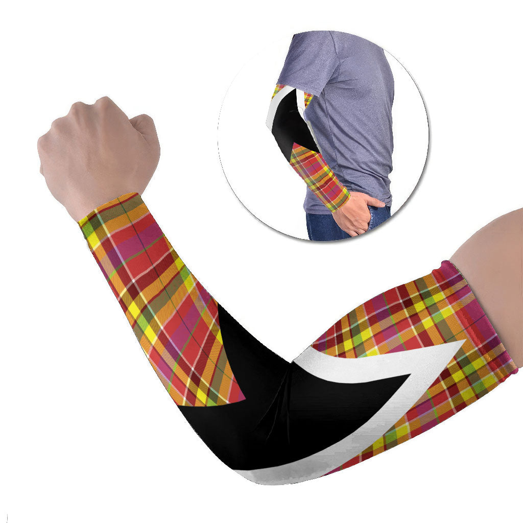 Saint Lucia Creole Day Arm Sleeves Madras Pattern Flag Style