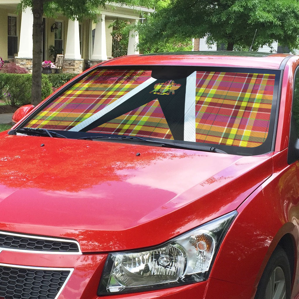 Saint Lucia Creole Day Auto Sun Shade Madras Pattern Flag Style