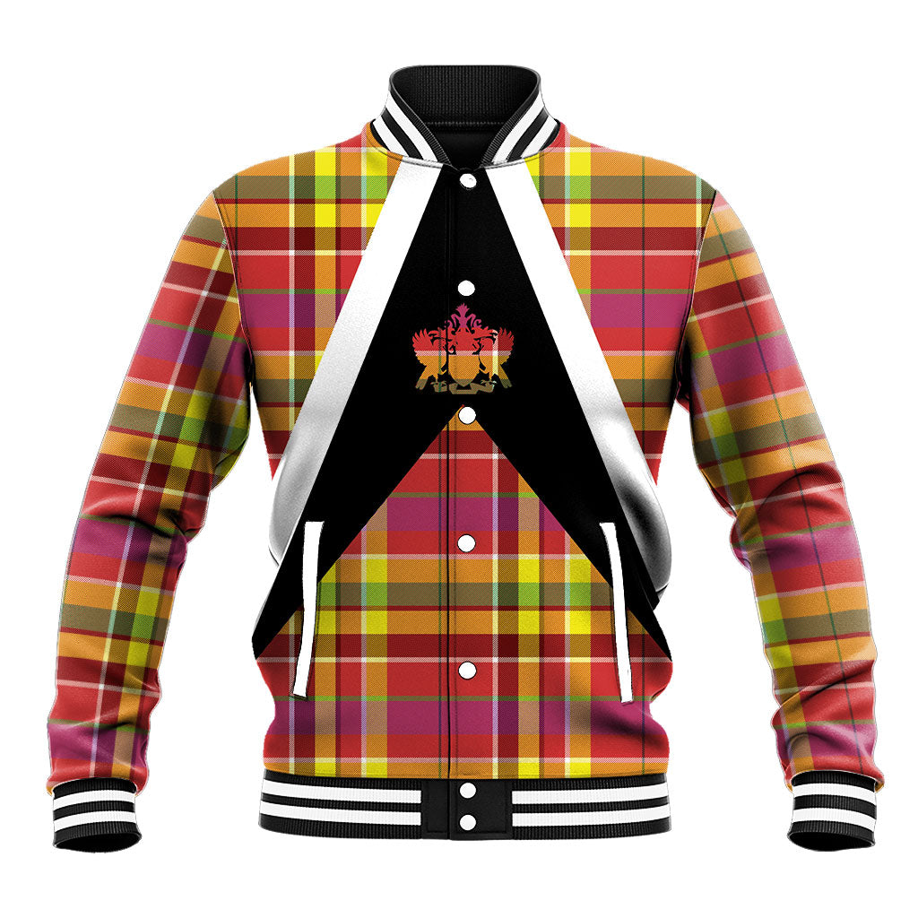 Saint Lucia Creole Day Baseball Jacket Madras Pattern Flag Style