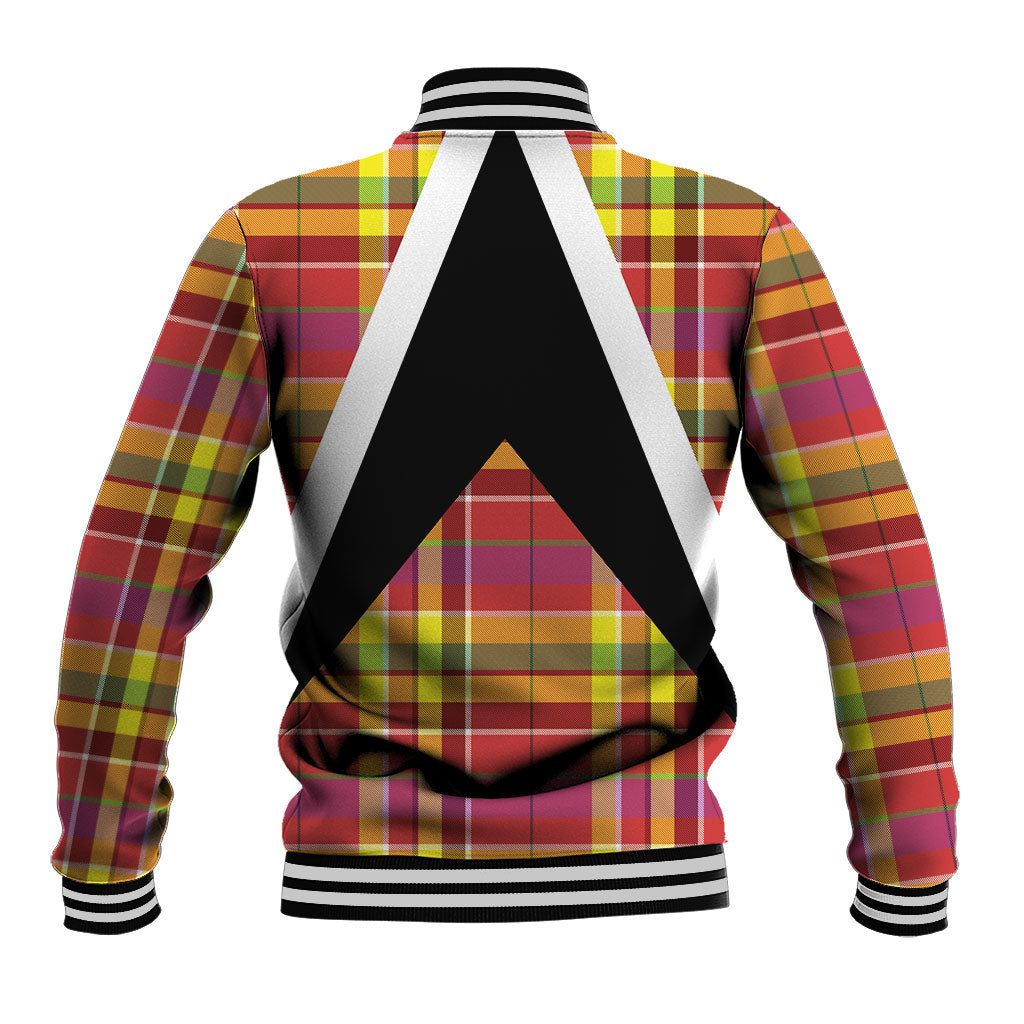 Saint Lucia Creole Day Baseball Jacket Madras Pattern Flag Style