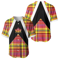 Saint Lucia Creole Day Baseball Jersey Madras Pattern Flag Style