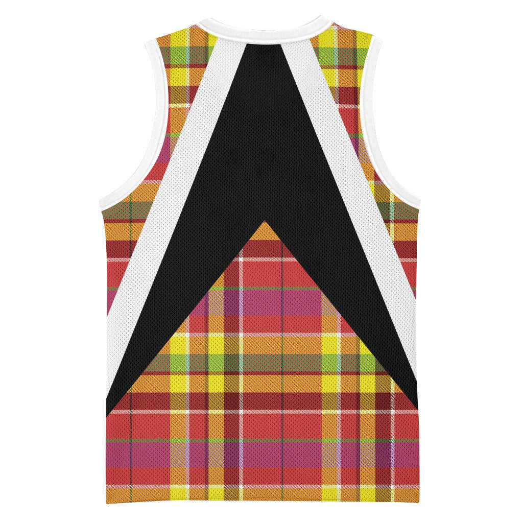 Saint Lucia Creole Day Basketball Jersey Madras Pattern Flag Style