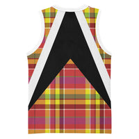 Saint Lucia Creole Day Basketball Jersey Madras Pattern Flag Style