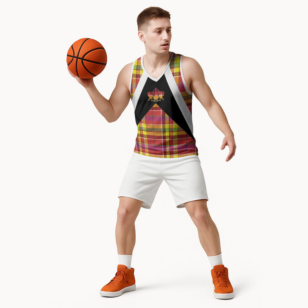 Saint Lucia Creole Day Basketball Jersey Madras Pattern Flag Style