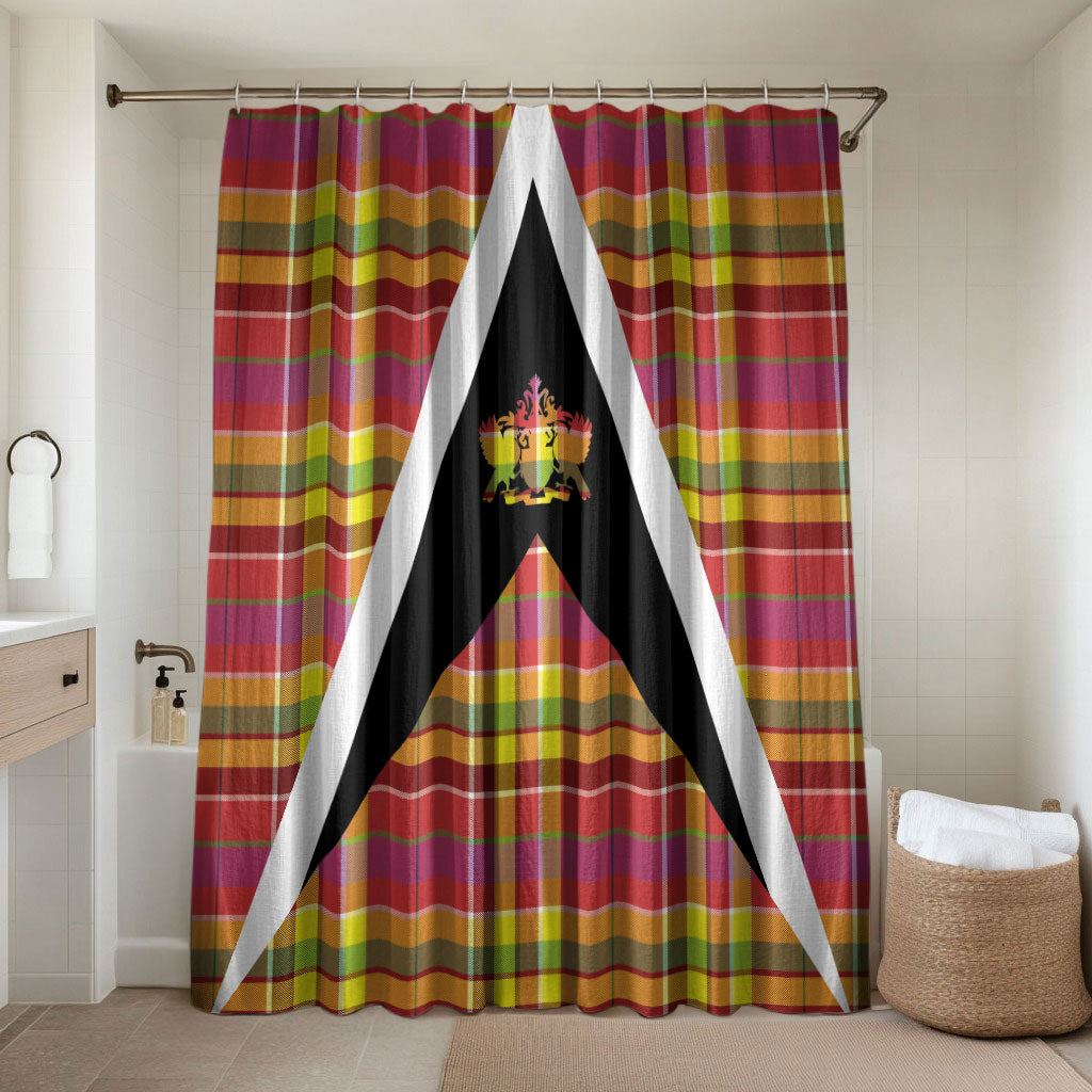 Saint Lucia Creole Day Bathroom Set Madras Pattern Flag Style