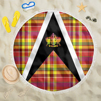 Saint Lucia Creole Day Beach Blanket Madras Pattern Flag Style