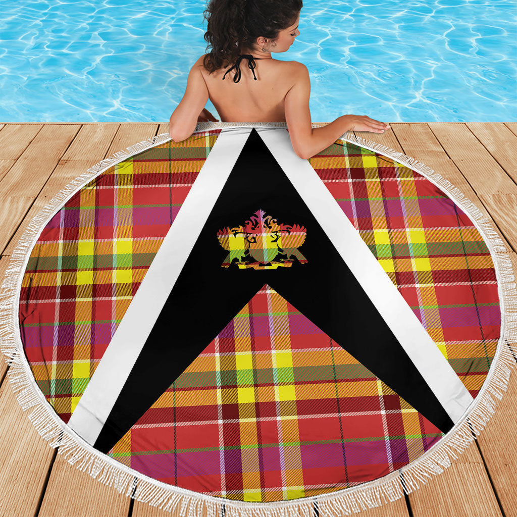 Saint Lucia Creole Day Beach Blanket Madras Pattern Flag Style