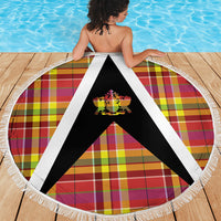 Saint Lucia Creole Day Beach Blanket Madras Pattern Flag Style
