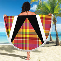 Saint Lucia Creole Day Beach Blanket Madras Pattern Flag Style