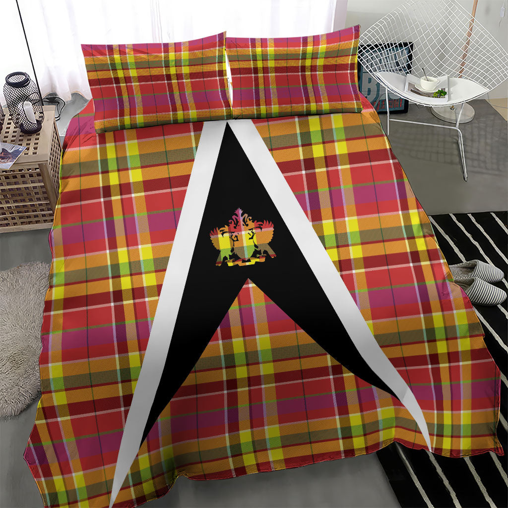 Saint Lucia Creole Day Bedding Set Madras Pattern Flag Style