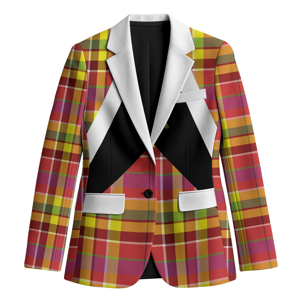 Saint Lucia Creole Day Blazer Madras Pattern Flag Style