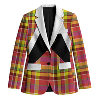 Saint Lucia Creole Day Blazer Madras Pattern Flag Style