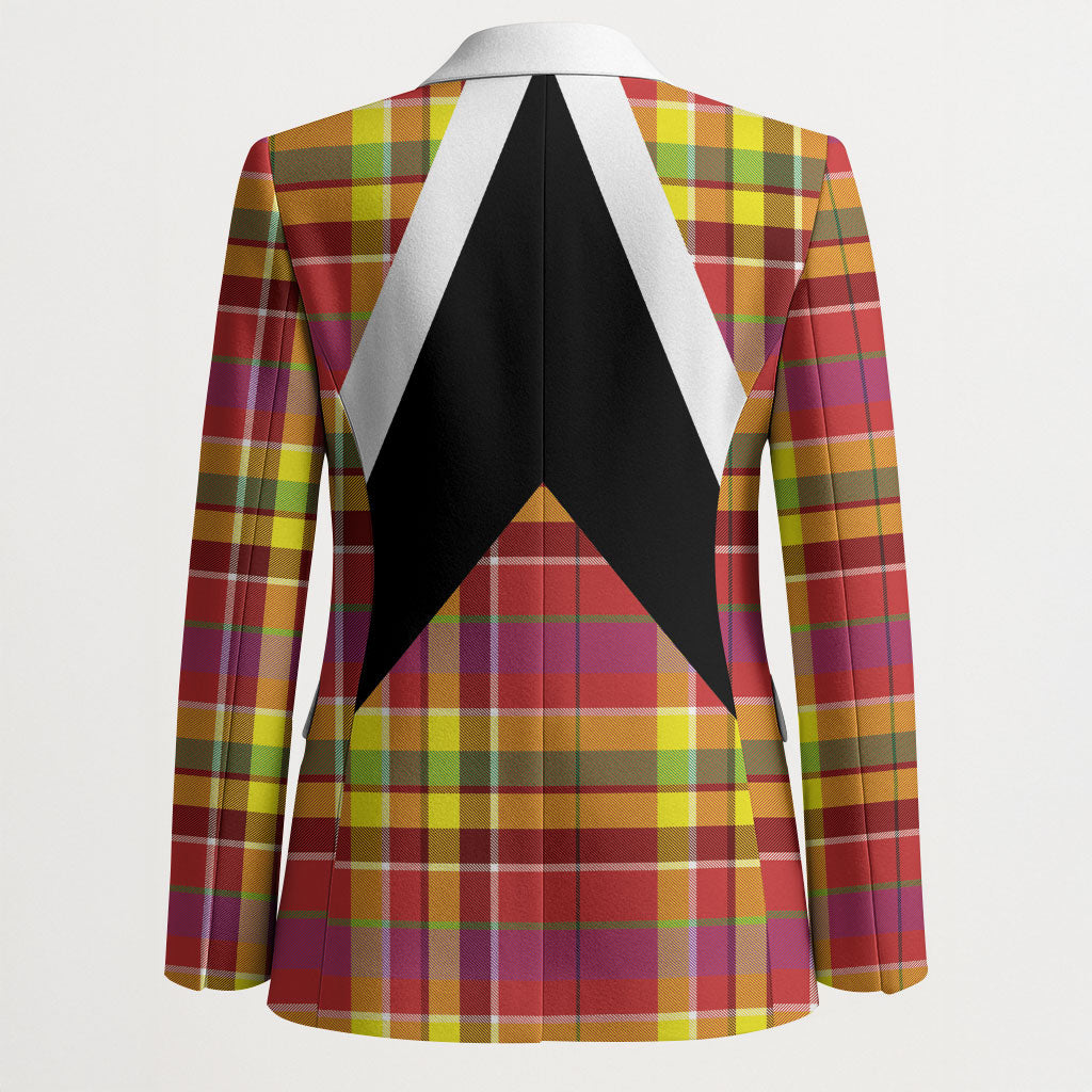 Saint Lucia Creole Day Blazer Madras Pattern Flag Style