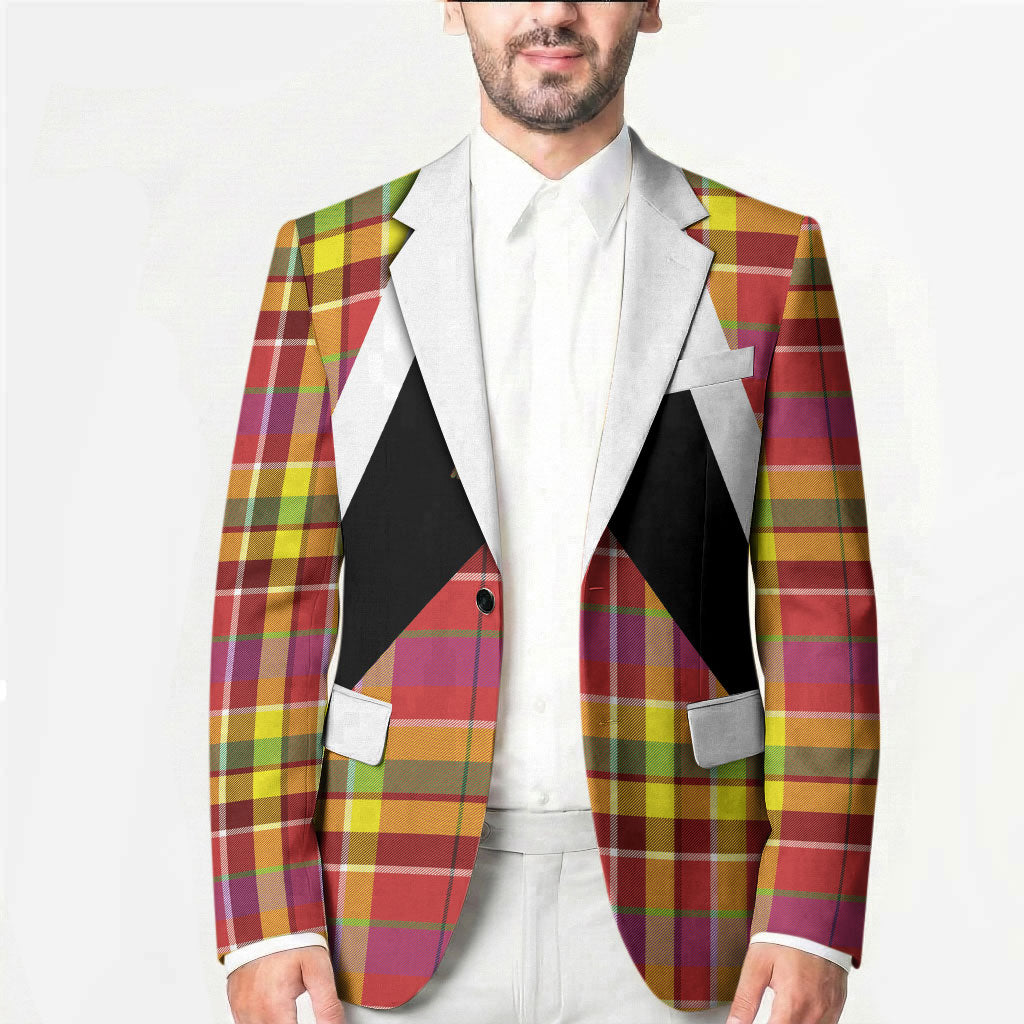 Saint Lucia Creole Day Blazer Madras Pattern Flag Style