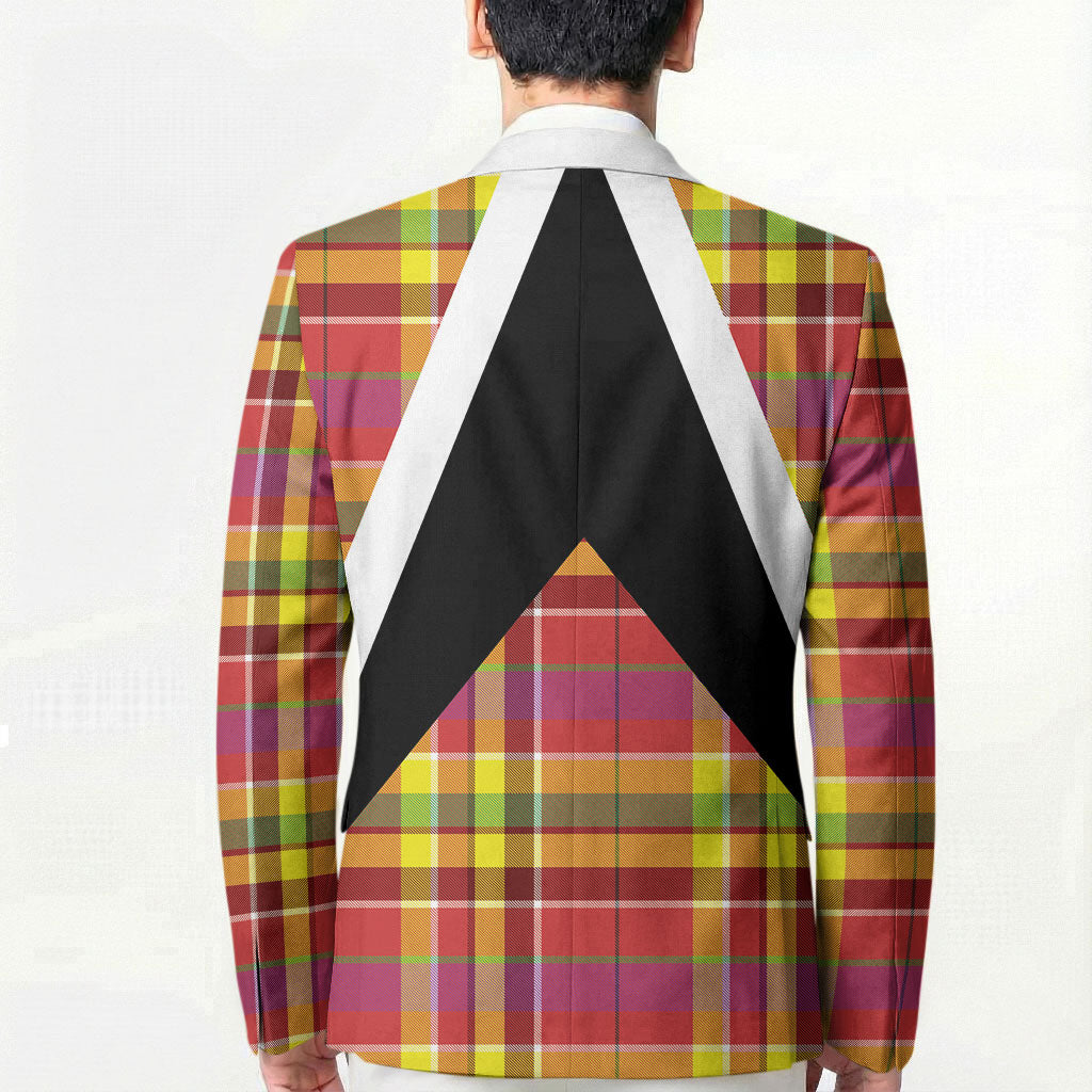 Saint Lucia Creole Day Blazer Madras Pattern Flag Style