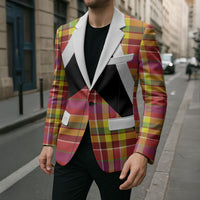 Saint Lucia Creole Day Blazer Madras Pattern Flag Style
