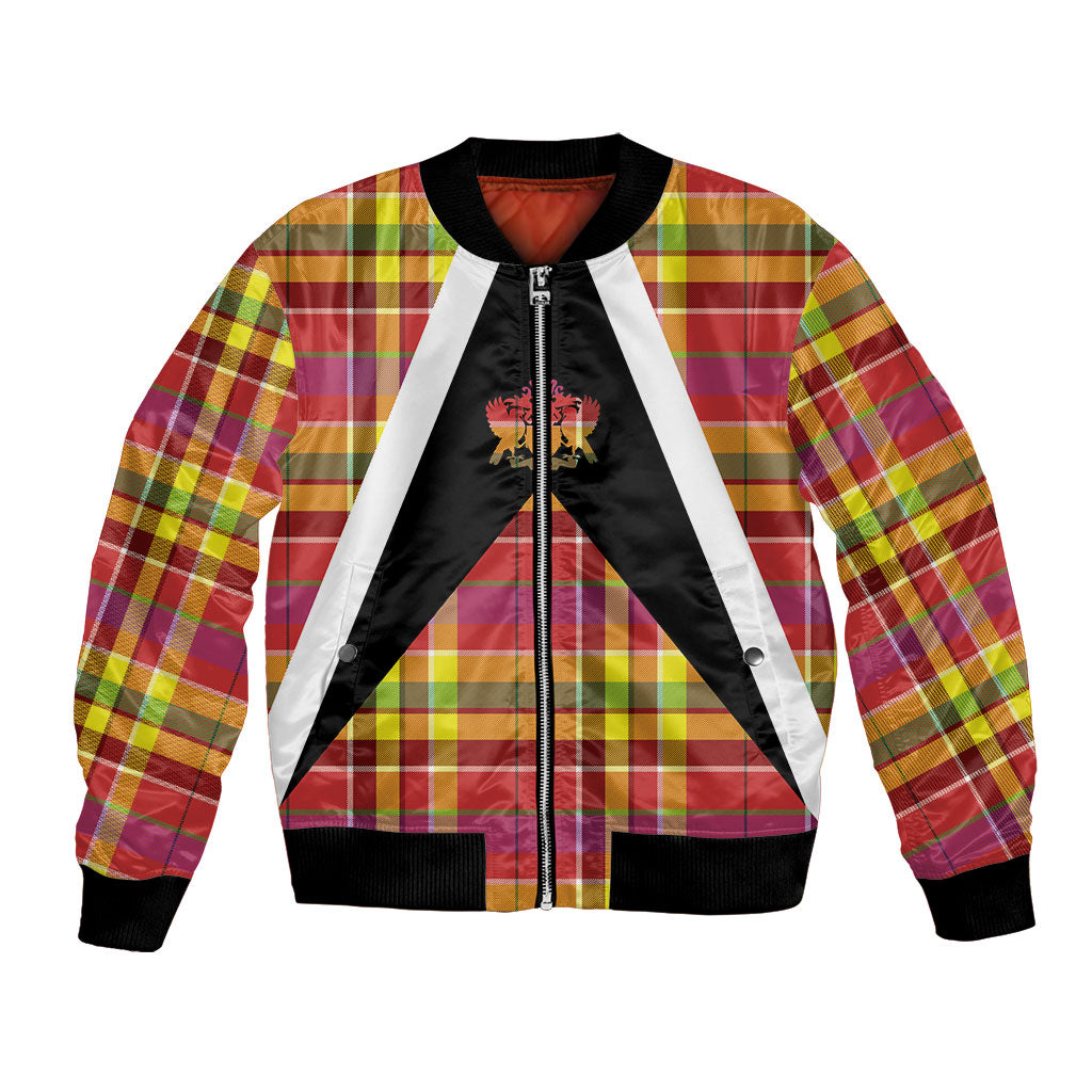Saint Lucia Creole Day Bomber Jacket Madras Pattern Flag Style
