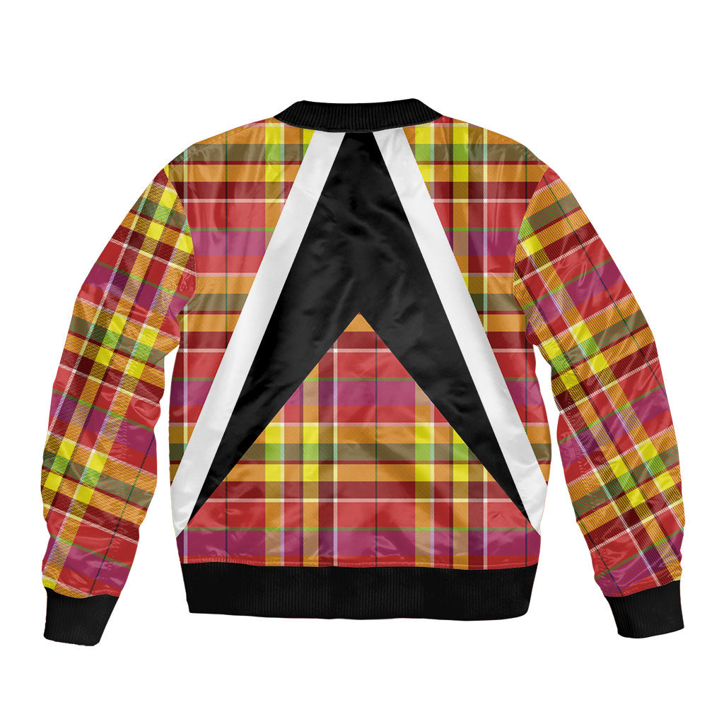 Saint Lucia Creole Day Bomber Jacket Madras Pattern Flag Style
