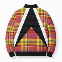 Saint Lucia Creole Day Bomber Puffer Jacket Madras Pattern Flag Style