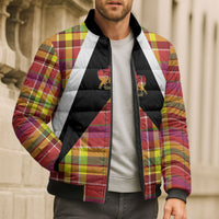 Saint Lucia Creole Day Bomber Puffer Jacket Madras Pattern Flag Style