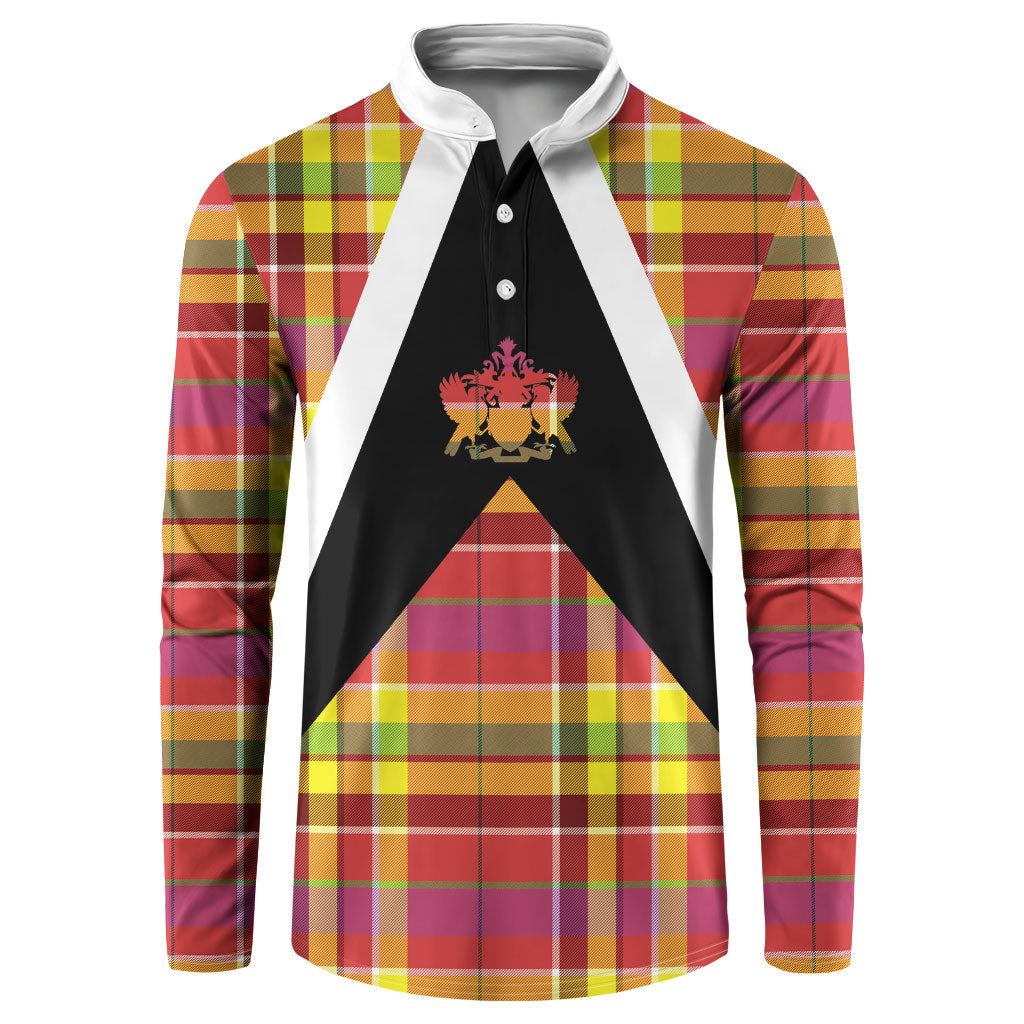 Saint Lucia Creole Day Button Sweatshirt Madras Pattern Flag Style