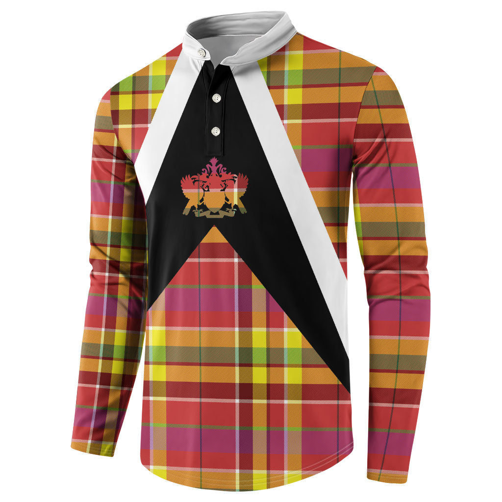 Saint Lucia Creole Day Button Sweatshirt Madras Pattern Flag Style