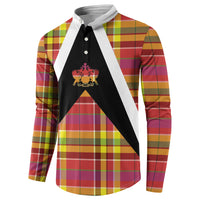 Saint Lucia Creole Day Button Sweatshirt Madras Pattern Flag Style