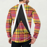 Saint Lucia Creole Day Button Sweatshirt Madras Pattern Flag Style