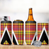 Saint Lucia Creole Day 4 in 1 Can Cooler Tumbler Madras Pattern Flag Style
