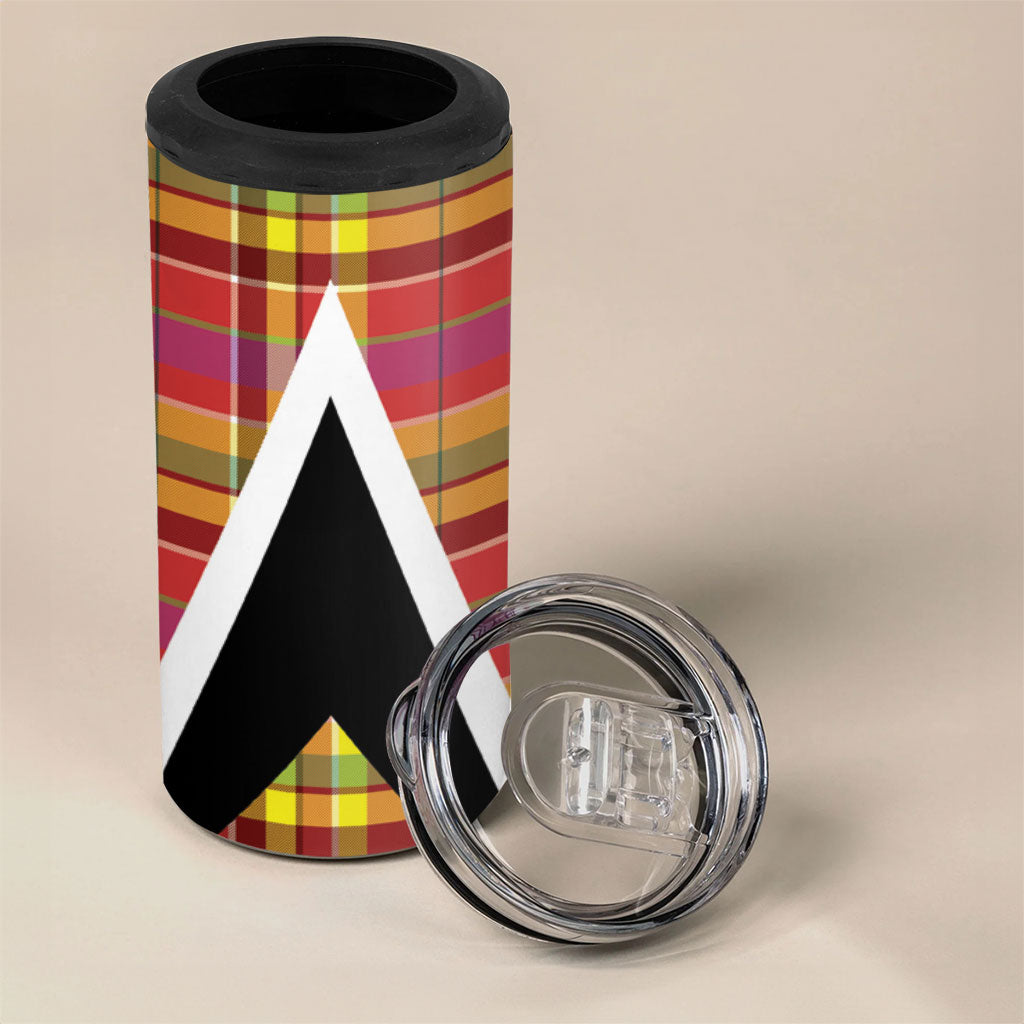 Saint Lucia Creole Day 4 in 1 Can Cooler Tumbler Madras Pattern Flag Style