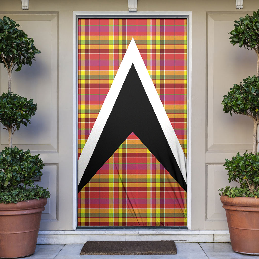 Saint Lucia Creole Day Door Cover Madras Pattern Flag Style