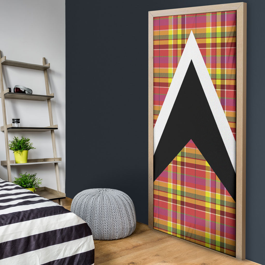 Saint Lucia Creole Day Door Cover Madras Pattern Flag Style