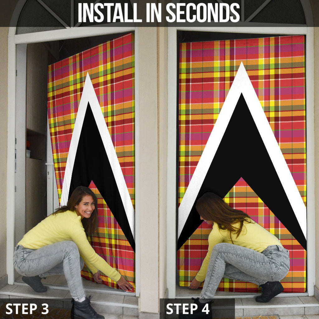 Saint Lucia Creole Day Door Cover Madras Pattern Flag Style