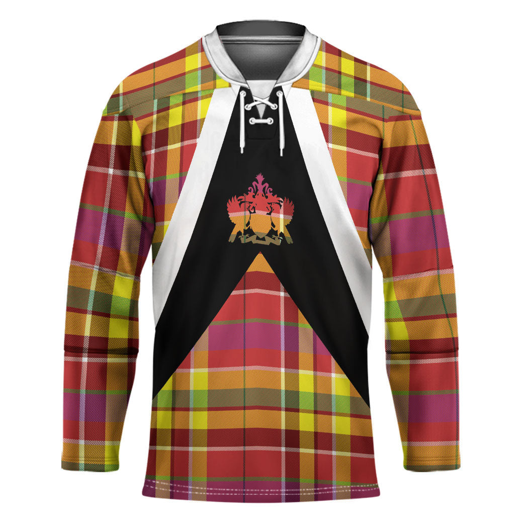 Saint Lucia Creole Day Hockey Jersey Madras Pattern Flag Style
