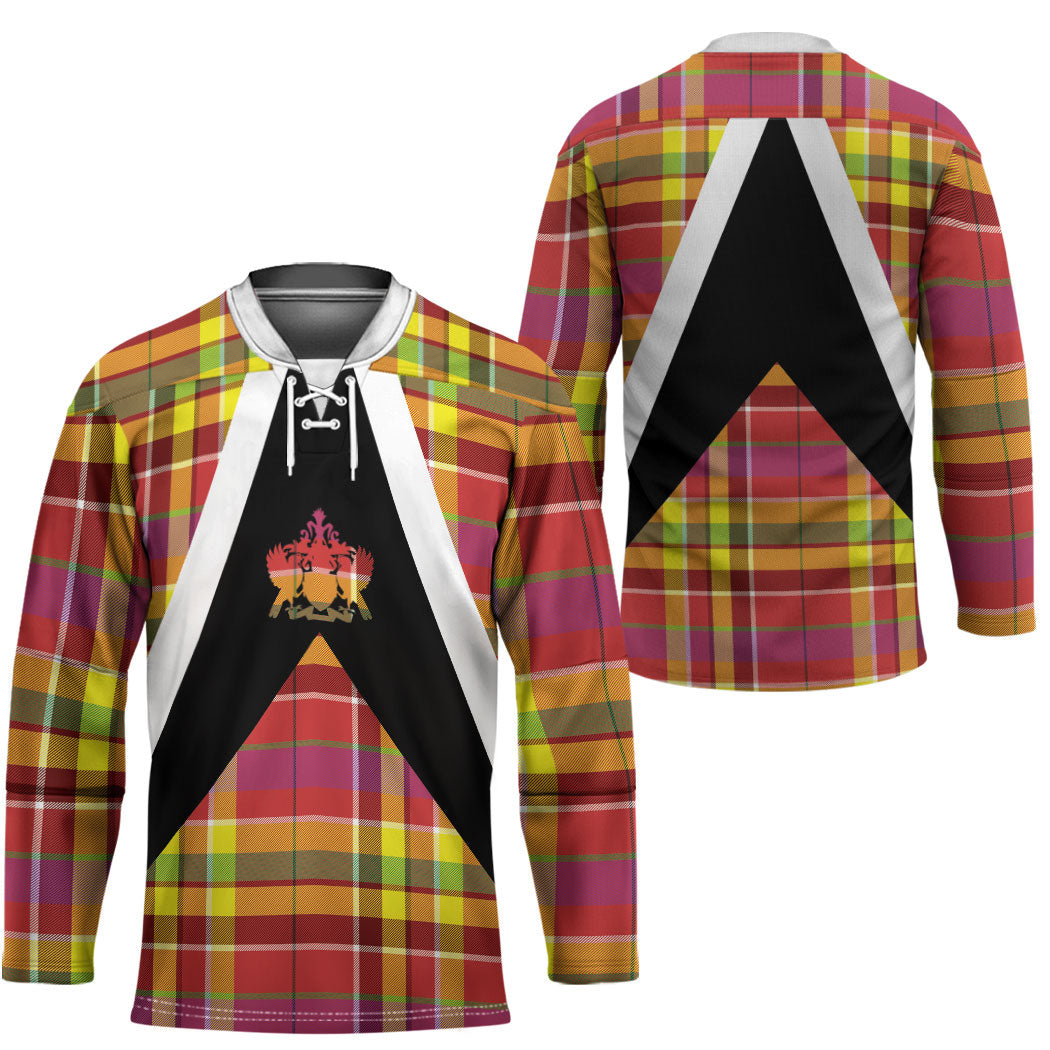Saint Lucia Creole Day Hockey Jersey Madras Pattern Flag Style
