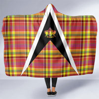 Saint Lucia Creole Day Hooded Blanket Madras Pattern Flag Style