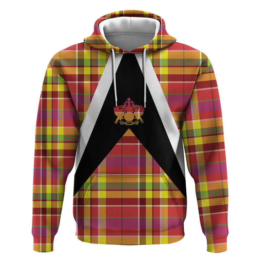 Saint Lucia Creole Day Hoodie Madras Pattern Flag Style