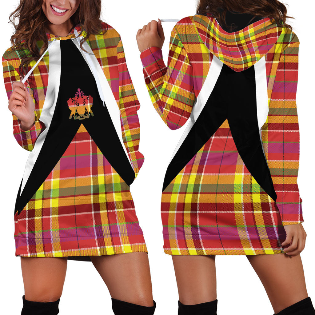 Saint Lucia Creole Day Hoodie Dress Madras Pattern Flag Style