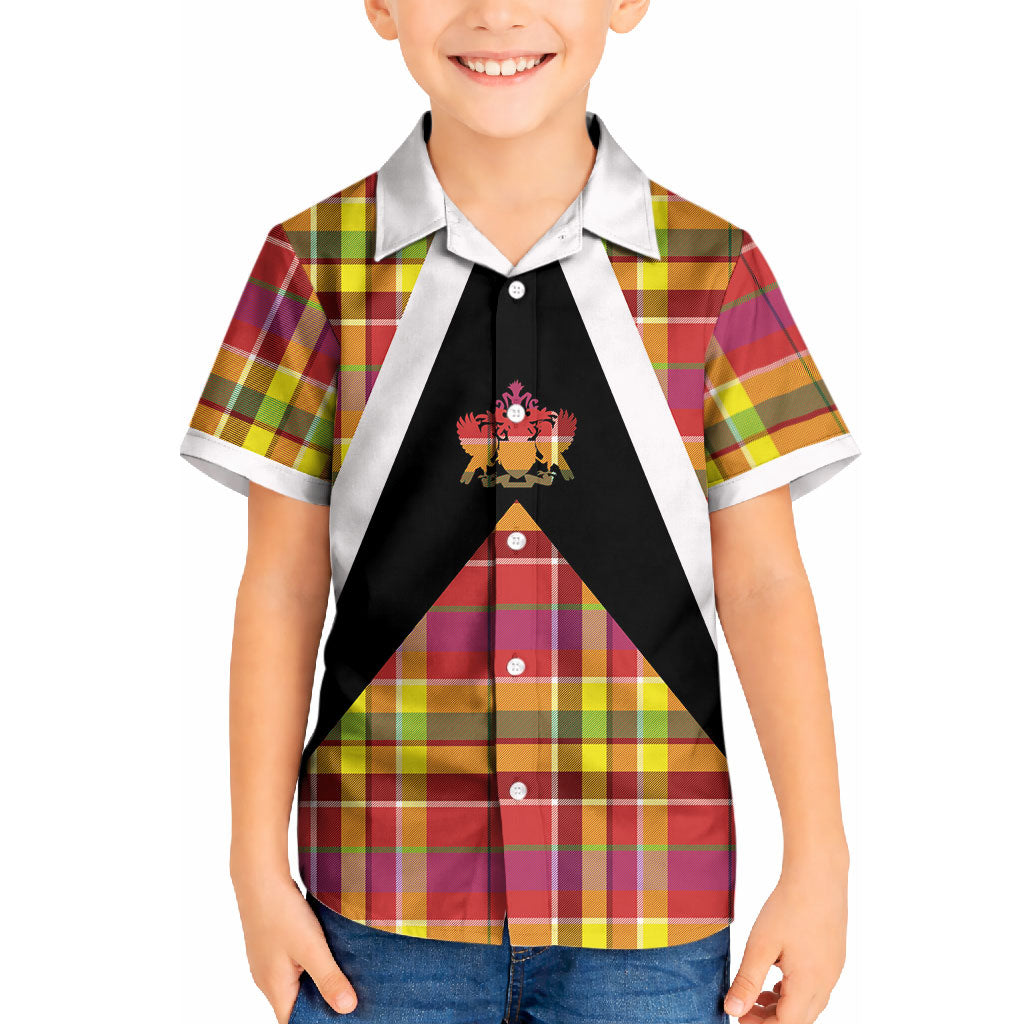 Saint Lucia Creole Day Kid Hawaiian Shirt Madras Pattern Flag Style