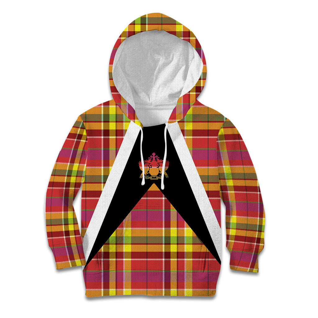 Saint Lucia Creole Day Kid Hoodie Madras Pattern Flag Style