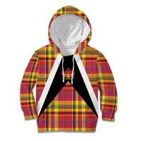 Saint Lucia Creole Day Kid Hoodie Madras Pattern Flag Style